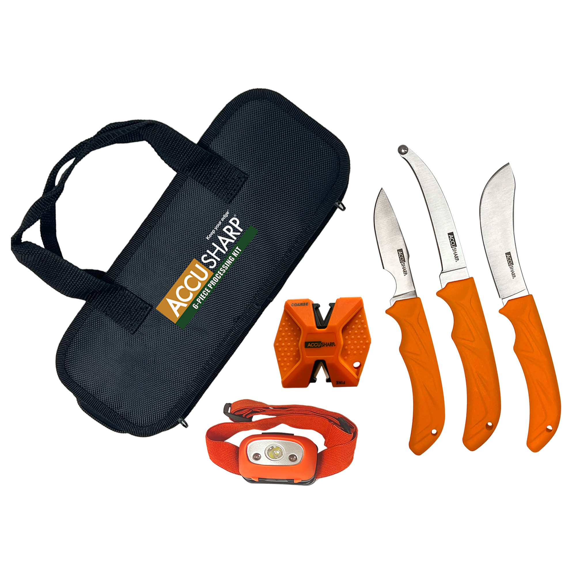 AccuSharp 6 Piece Processing Kit Black Fixed Blade Knife