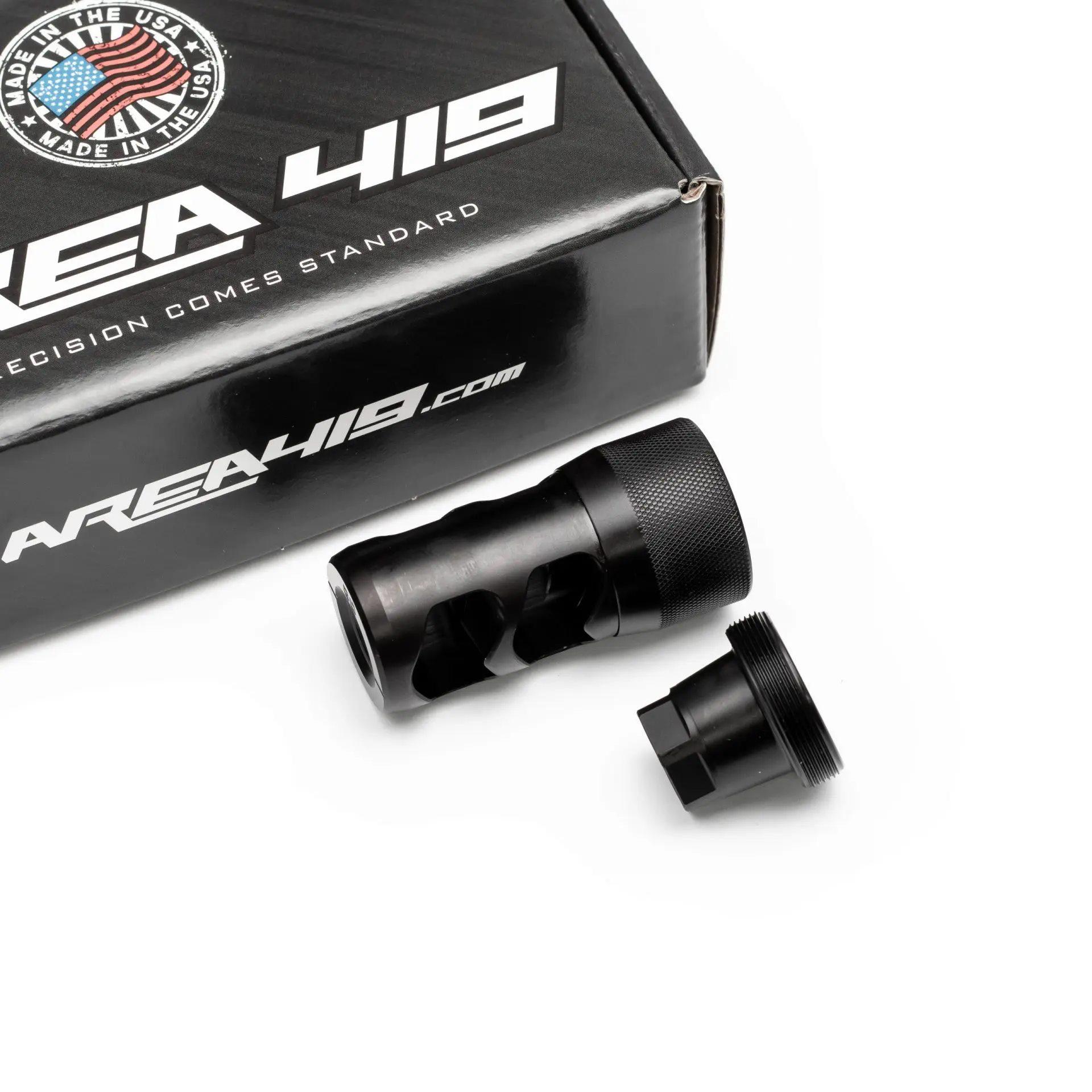 Area 419 Hellfire 2P-Self Timing Muzzle Brake w/ Adapter 6.5mm/30cal 1/2-28 Area 419 Hellfire 2P-Self Timing Muzzle Brake w/ Adapter 6.5mm/30cal 1/2-28