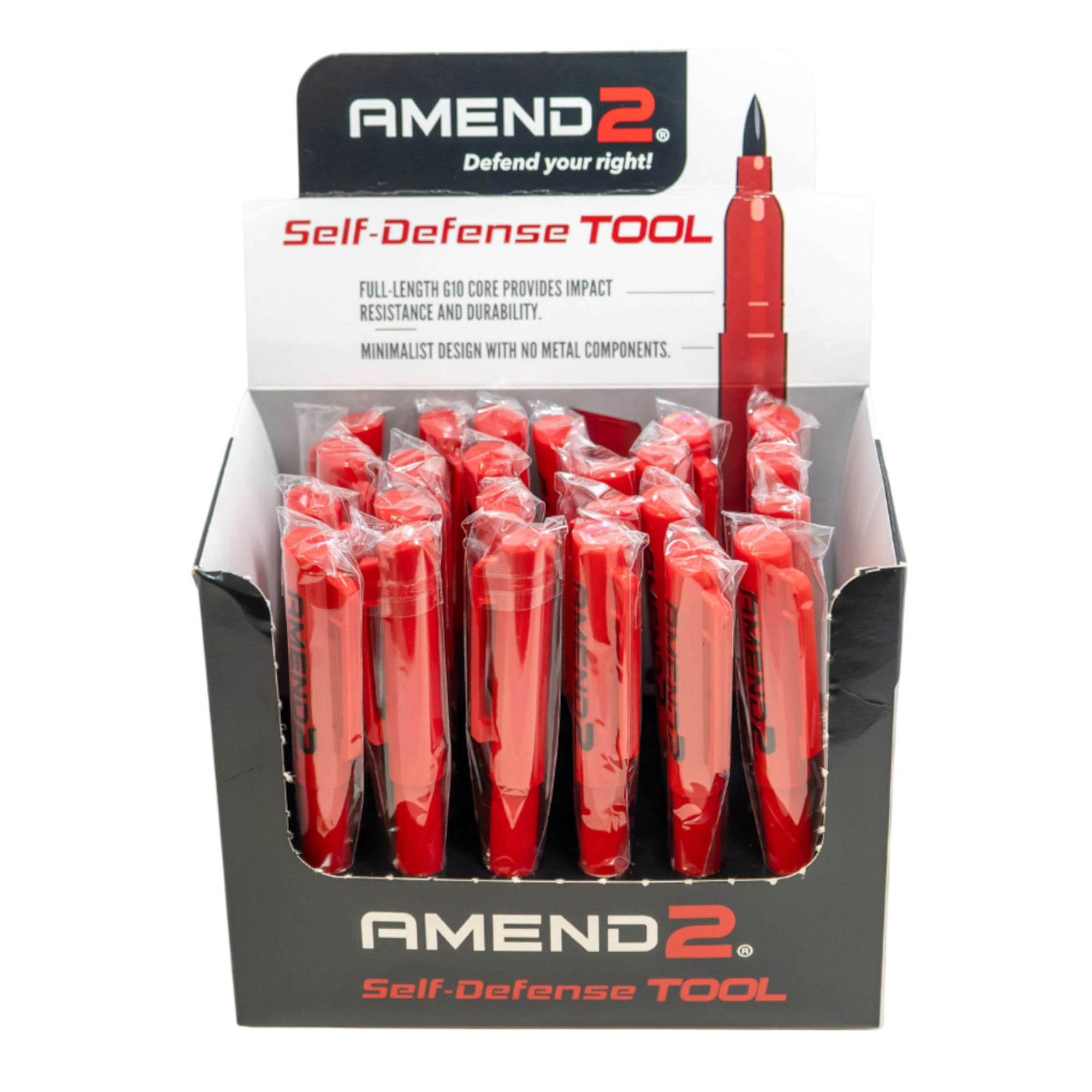 Amend2 G10 Red Reinforced Self-Defense Tool 24/ct Display
