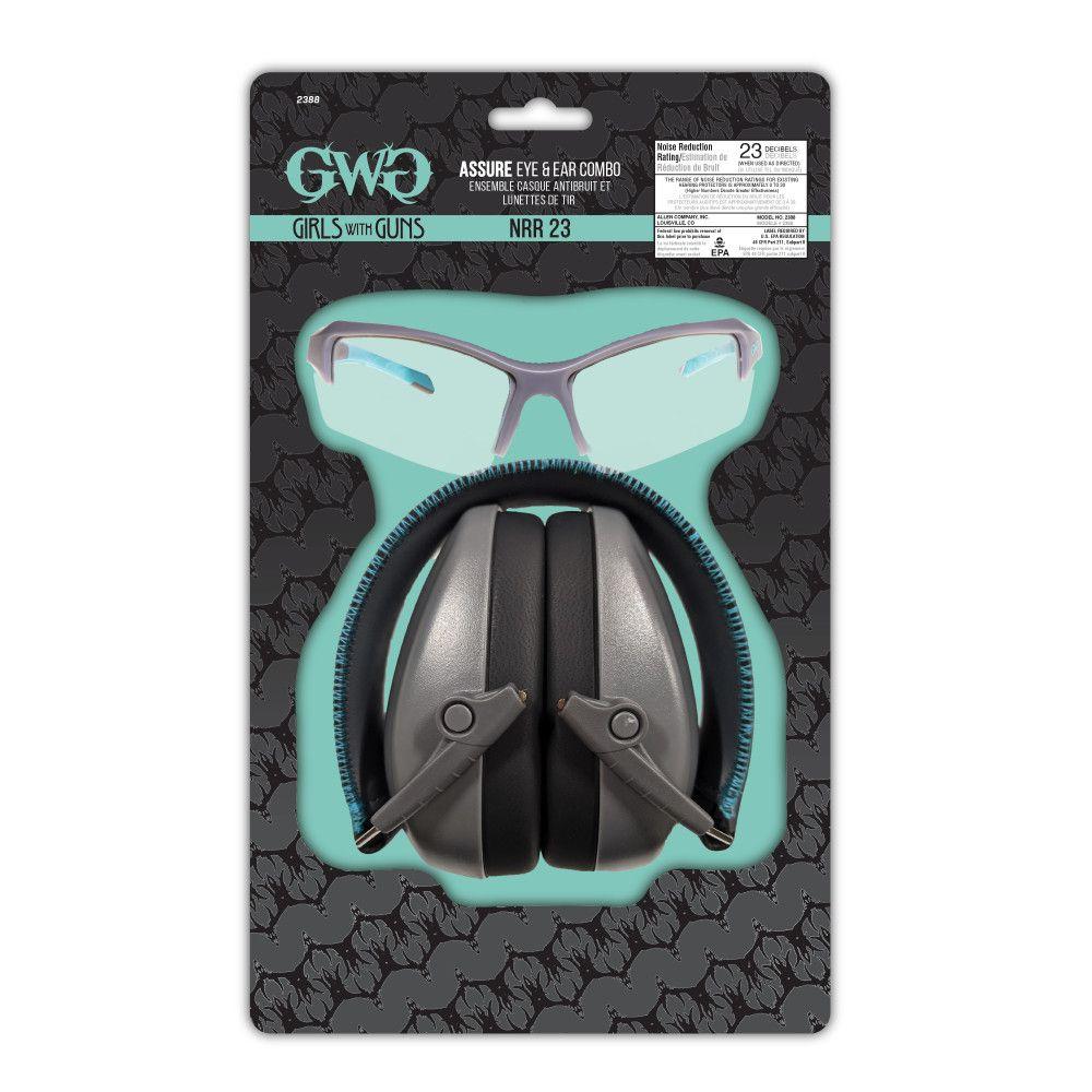 Allen Girls With Guns Assure Protective Safety Glasses & Earmuffs Combo Set Gray/Teal/Black NRR - 23dB Allen Girls With Guns Assure Protective Safety Glasses & Earmuffs Combo Set Gray/Teal/Black NRR - 23dB