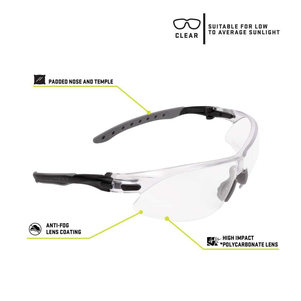 Allen ULTRX Keen Safety Glasses Black with Clear Lenses Allen ULTRX Keen Safety Glasses Black with Clear Lenses
