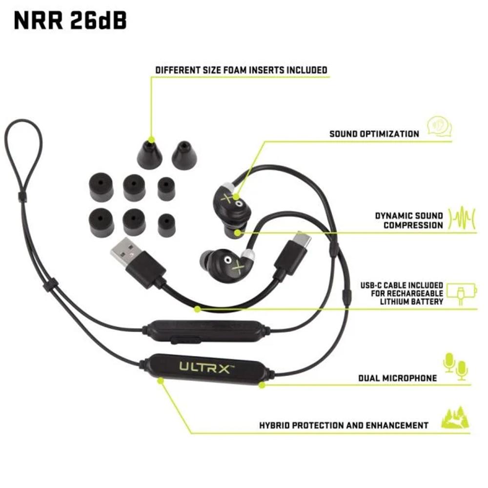 Allen ULTRX Bionic Fuse Bluetooth Around the Neck Electronic Ear Buds 26dB Black Allen ULTRX Bionic Fuse Bluetooth Around the Neck Electronic Ear Buds 26dB Black