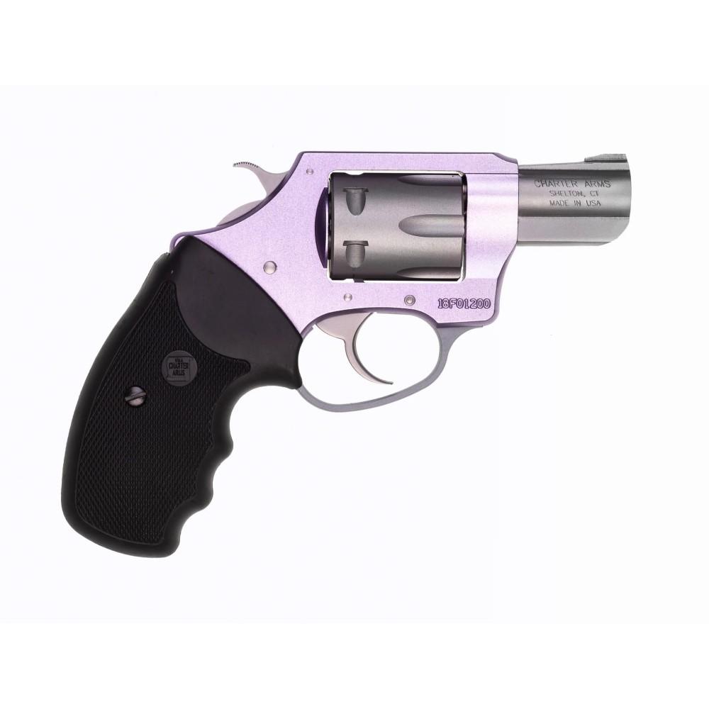 Charter Arms Charter Lavender Lady Handgun .22 LR 8rd Capacity 2" Barrel Lavender with Full Size Black