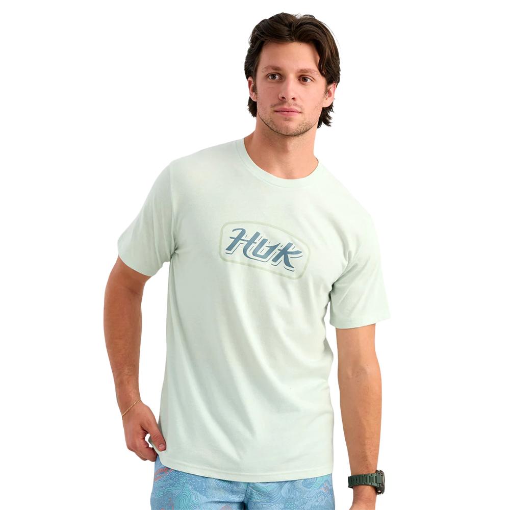 Marolina DBA HUK Huk Script Short Sleeve Tee Pale Algae Heather L