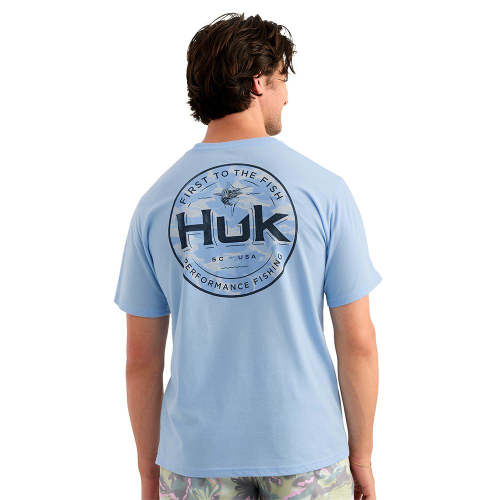 Marolina DBA HUK Huk Marlin Circle Short Sleeve Pocket Shirt Cerulean S