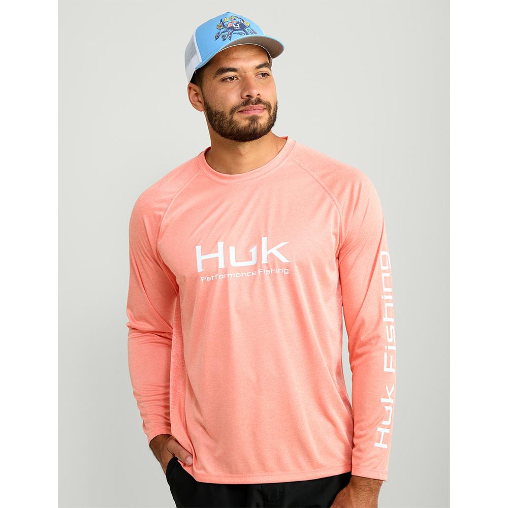 Marolina DBA HUK Huk Vented Pursuit Long Sleeve Shirt Fresh Salmon Heather S