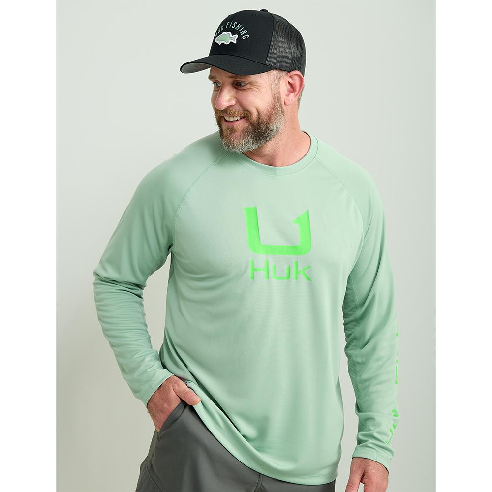 Marolina DBA HUK Huk Icon Crew Long Sleeve Shirt Fog Green S