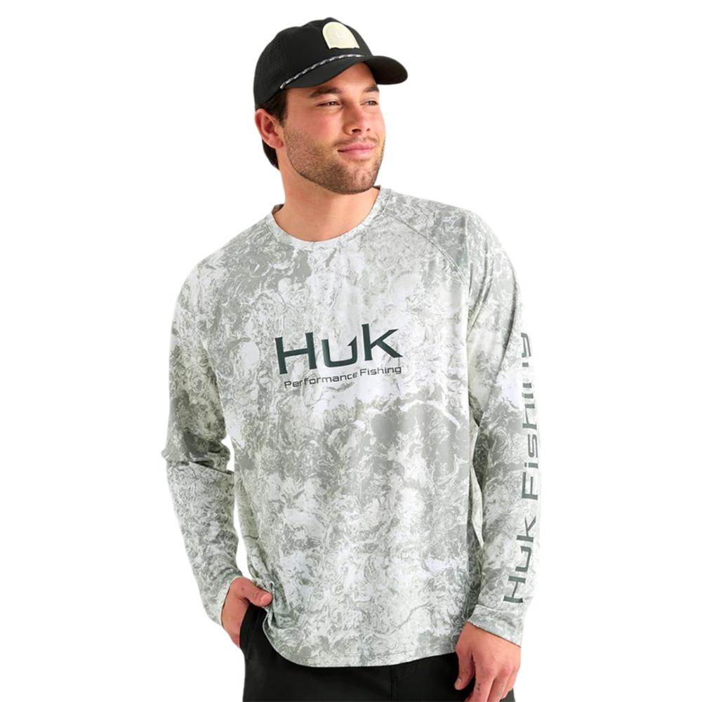 Marolina DBA HUK Huk Mossy Oak Pursuit Performance Long Sleeve Crew Shirt MO Seagrass L