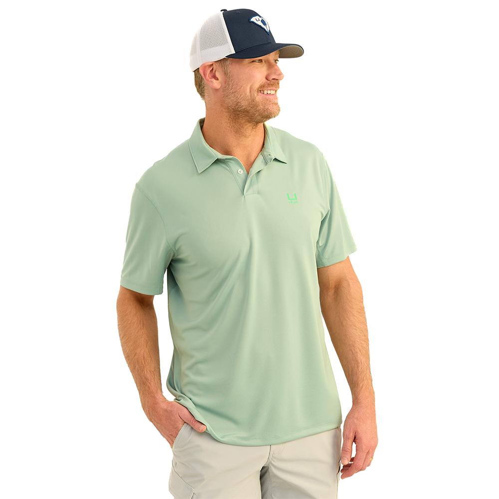 Marolina DBA HUK Huk Icon Polo Short Sleeve Shirt Fog Green S
