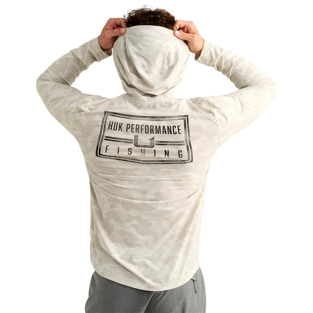 Marolina DBA HUK Huk Drift Performance Hoodie Long Sleeve Shirt Silver Birch Camo M