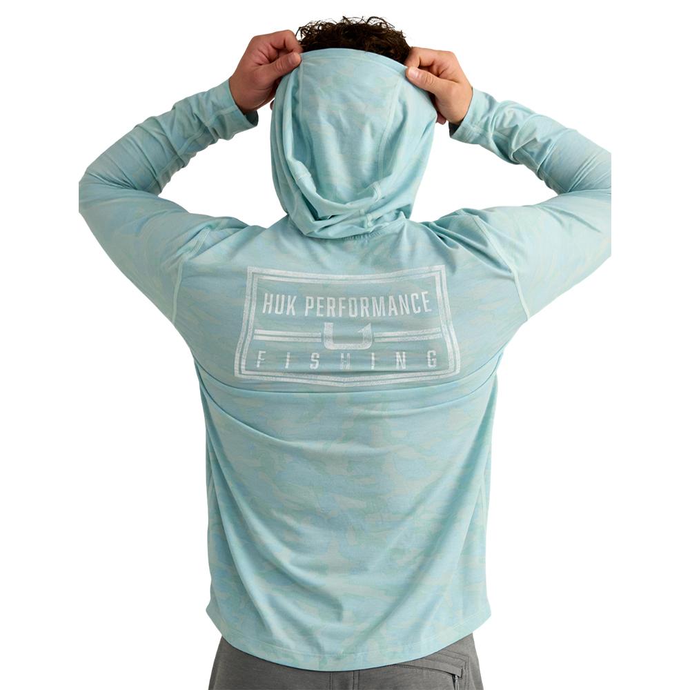 Marolina DBA HUK Huk Drift Performance Hoodie Long Sleeve Shirt Heron Blue S
