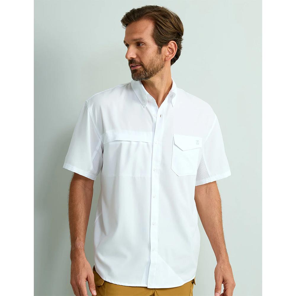 Marolina DBA HUK Huk Tide Point Short Sleeve Button Down Shirt White S