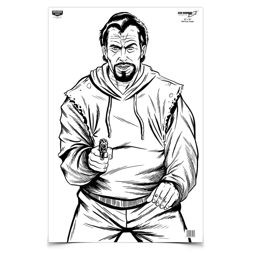 Birchwood Casey Birchwood Eze-Scorer BC Bad Guy Paper Target - 23"x35" 5/ct