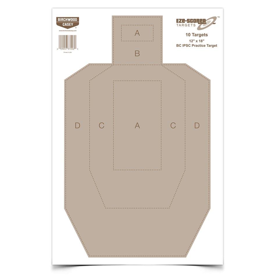 Birchwood Casey Birchwood Eze-Scorer BC-IPSC Practice Paper Target 12"x18" 10/ct