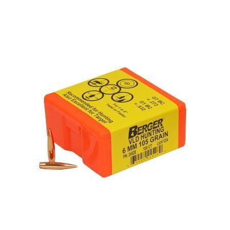 Berger Bullets Berger Match Grade Hunting Bullets 6mm .243" 105 gr VLD Hunter 100/rd