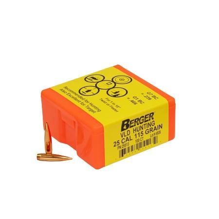 Berger Bullets Berger Match Grade Hunting Bullets .25 cal .257" 115 gr VLD Hunter 100/ct