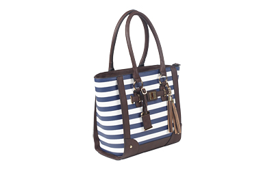 Bulldog Cases Tote Style Purse w/Holster - Navy Stripe (17" x 12" x 5")