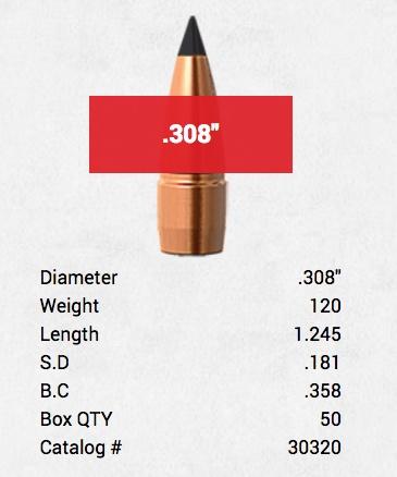 Barnes Bullets Barnes M/LE TAC-TX Rifle Bullets 300 Black .308" 120 gr PT 50/ct