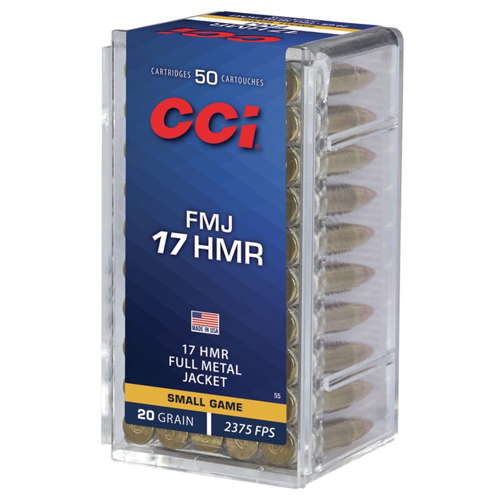 Cci FMJ Rimfire Ammunition .17 HMR 20 gr FMJ 2375 fps 50/ct