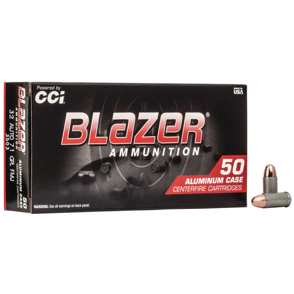 Cci Blazer Aluminum Handgun Ammunition .32 ACP 71 gr TMJ 900 fps 50/ct