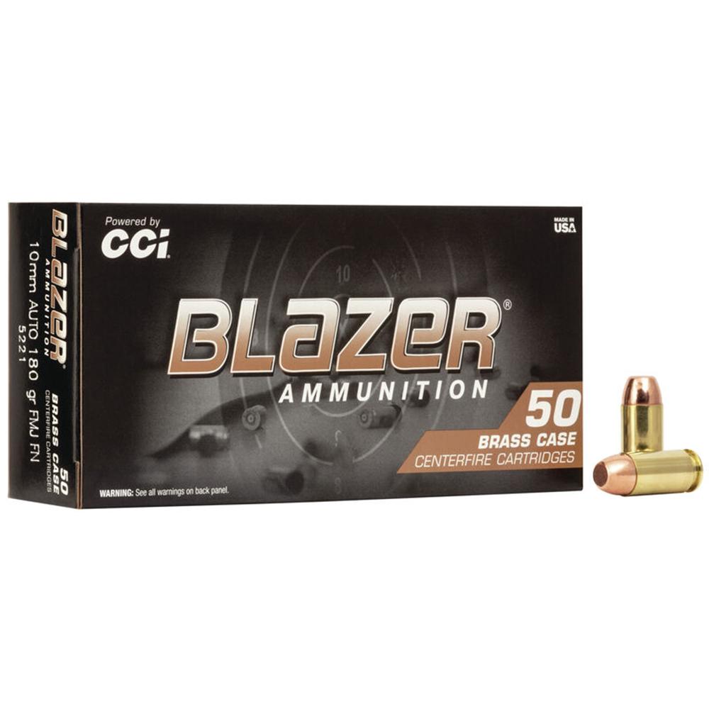 Cci Blazer Brass Handgun Ammunition 10mm Auto 180 gr FMJ 1200 fps 50/ct