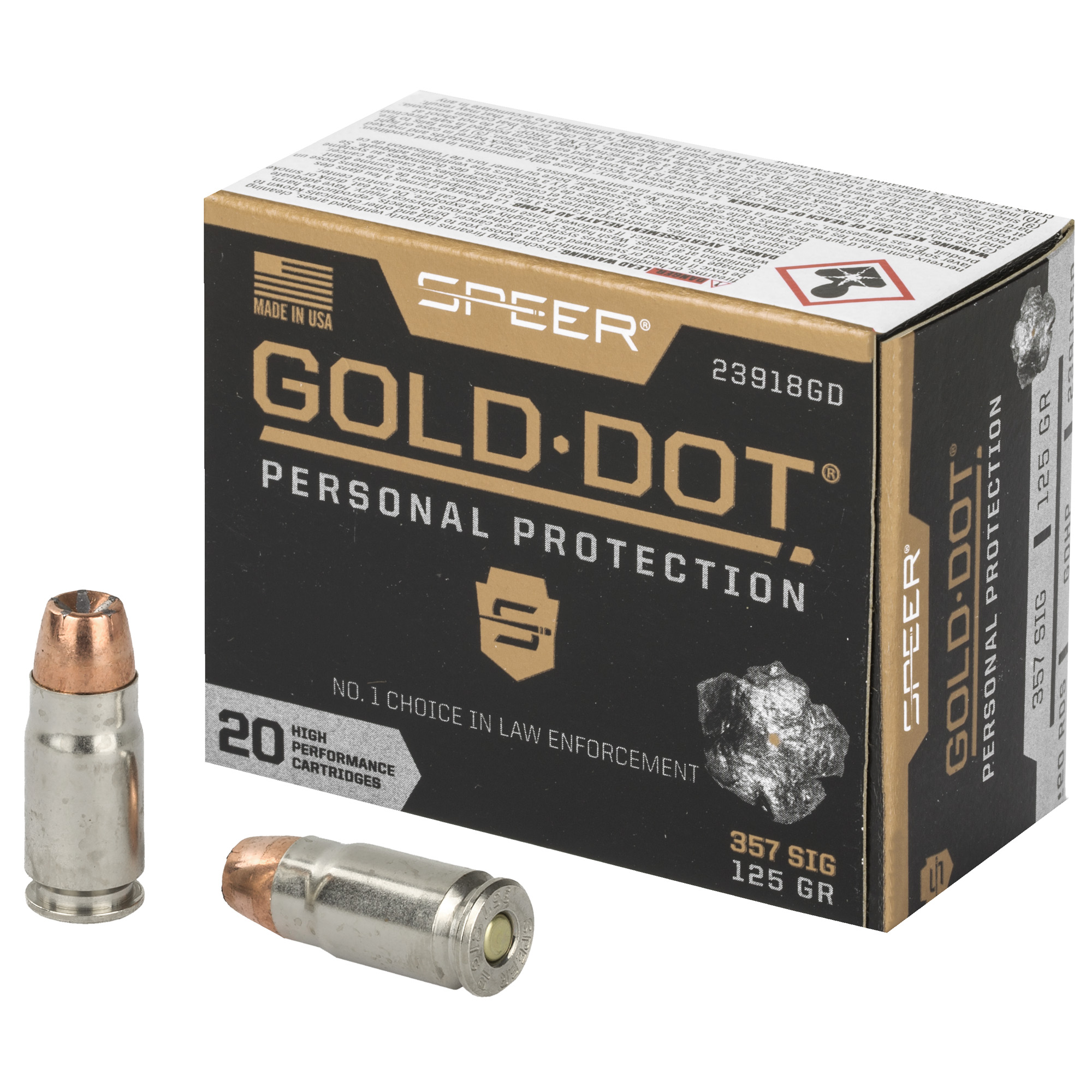 Speer Ammunition Speer Gold Dot Handgun Ammunition .357 Sig 125 gr HP 1350 fps 20/ct