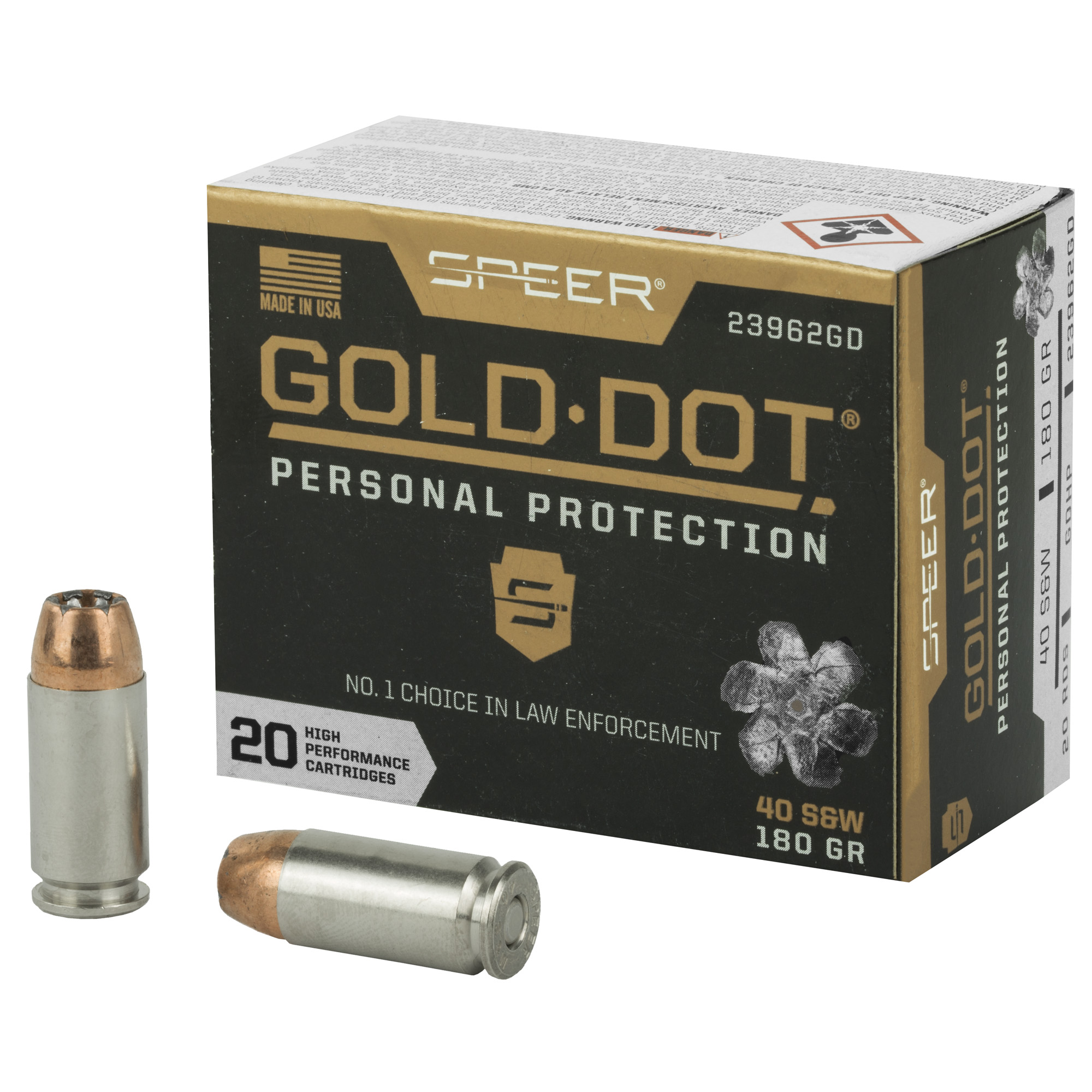 Speer Ammunition Speer Gold Dot Handgun Ammunition .40 S&W 180 gr HP 1025 fps 20/ct