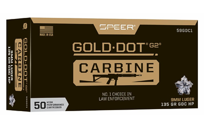 Speer Ammunition Speer Gold Dot 9mm 135GR Hp 50/1000 Gold Dot Hollow Point