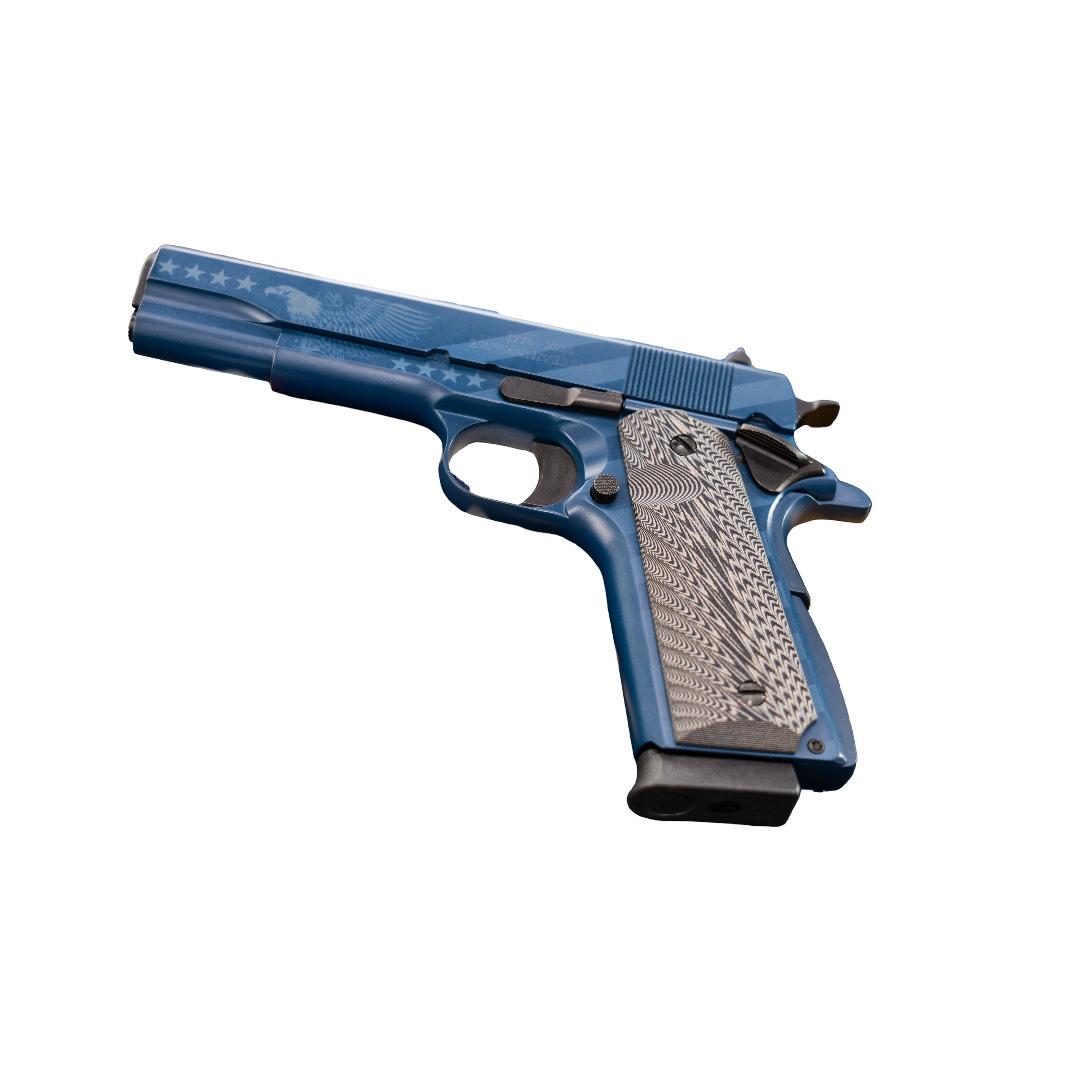 Chiappa Firearms USA Ltd Chiappa 1911 250th Anniversary Handgun .45 Auto 8rd Magazine 5' Barrel Blue Navy Cerekote
