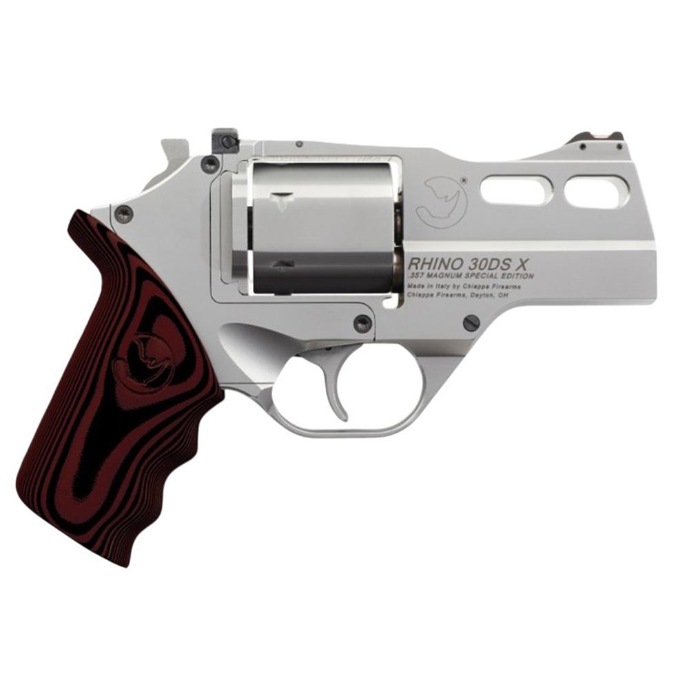 Chiappa Firearms USA Ltd Chiappa Rhino 30DS Handgun .357 Magazine 6rd Capacity 3" Barrel Stainless Red with 3 Moon