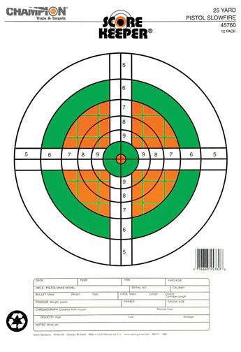 Champion Scorekpr 25YD Pistol Fluor Target