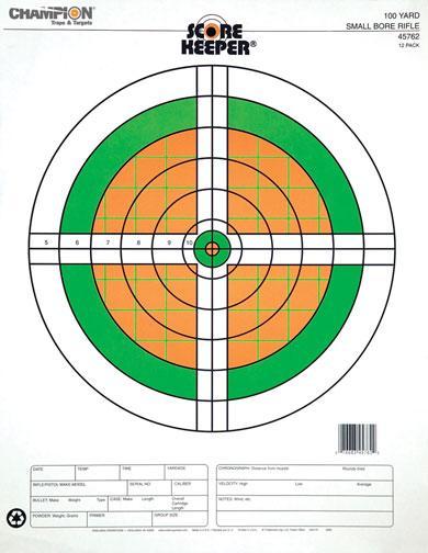 Champion Scorekeeper Targets - Fluorescent Orange & Green Bull - 100 yd
