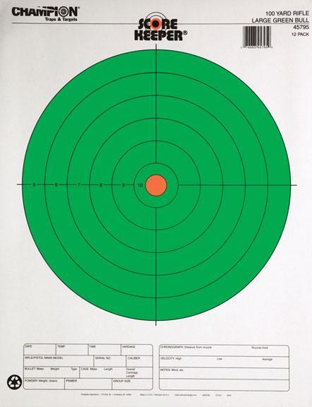 Champion Scorekeeper Targets Fluorescent Orange & Green Bull - 100 yd