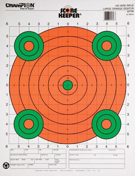 Champion Scorekeeper Targets Fluorescent Orange & Green Bull - 100 yd
