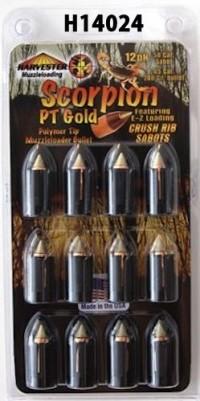 J-Ron Inc. Harvester Muzzleloading Scorpion PT Gold Premium Polymer Tip Muzzleloader Bullets 50 Cal