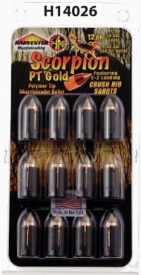 J-Ron Inc. Harvester Muzzleloading Scorpion PT Gold Premium Polymer Tip Muzzleloader Bullets 50 Cal
