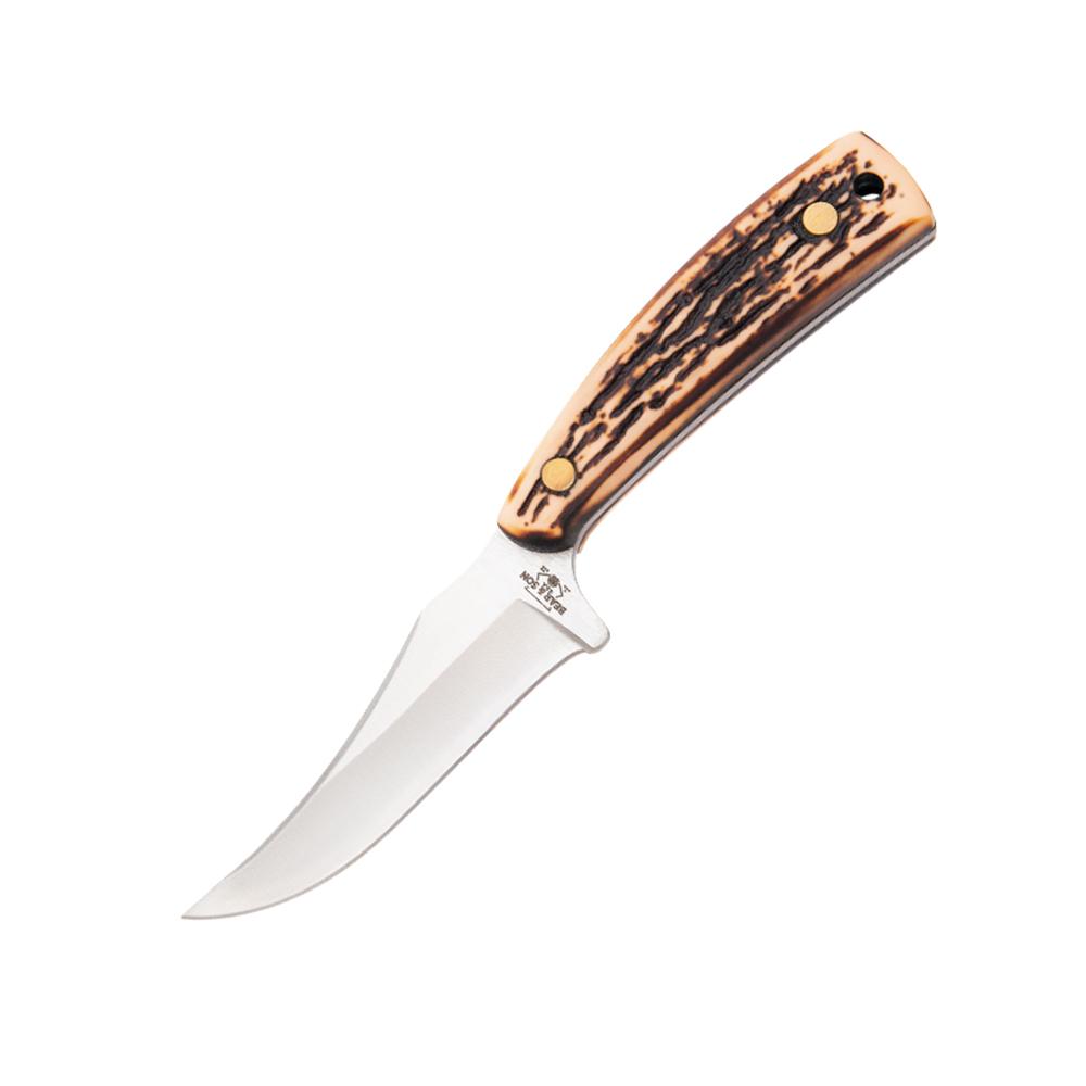 Bear & Son Cutlery Bear & Son Upswept Skinner Fixed Knife 3-1/8" Clip Point Blade Stag Delrin with