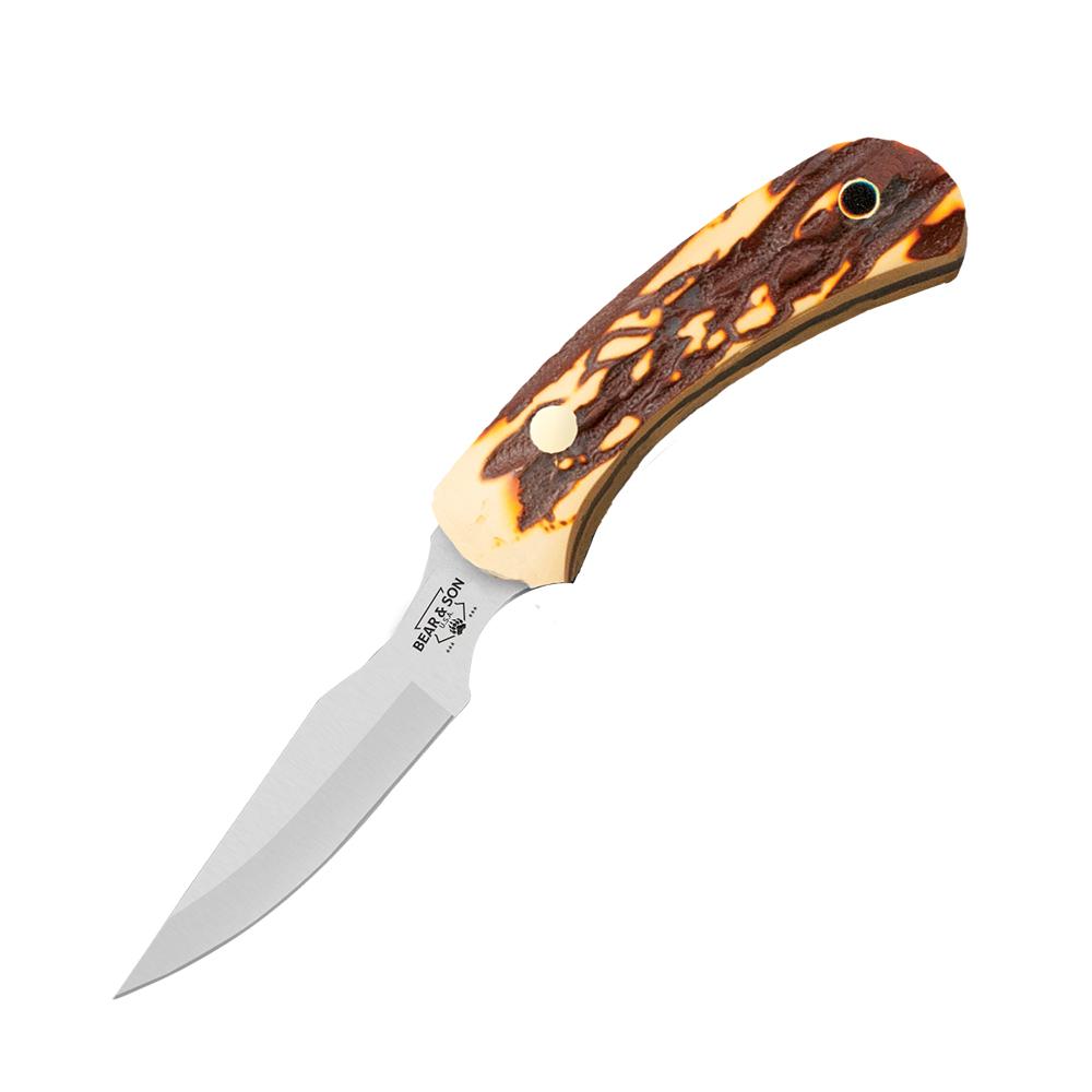 Bear & Son Cutlery Bear & Son Ergonomic Caper Fixed Knife 2-1/2" Clip Point Blade Stag Delrin with