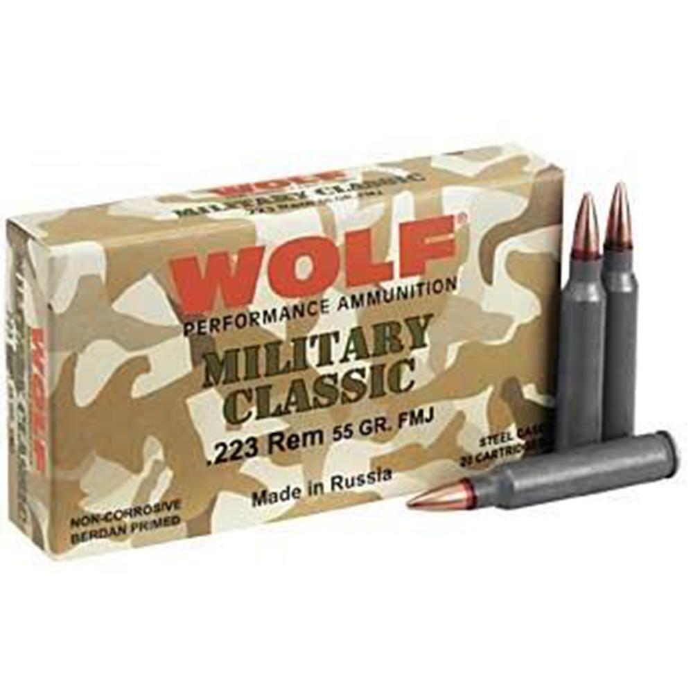 Wolf Performance Ammunition Wolf Military Classic Rifle Ammunition .223 Rem 55 gr FMJ 3241 fps 20/ct