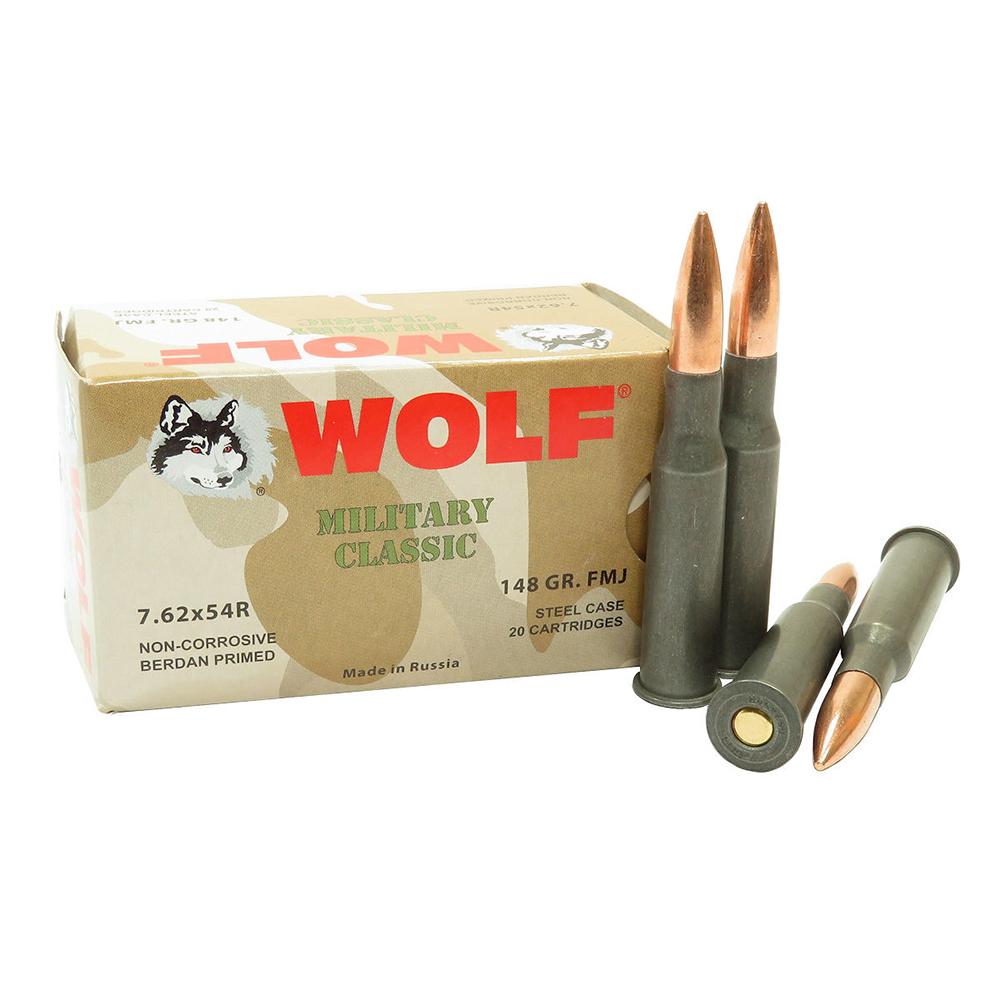 Wolf Performance Ammunition Wolf Military Classic Rifle Ammunition 7.62x54R 148gr FMJ 2740 fps 20/ct