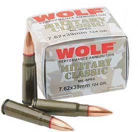 Wolf Performance Ammunition Wolf Military Classic Rifle Ammunition 7.62x39 124 gr FMJ 2330 fps 20/ct
