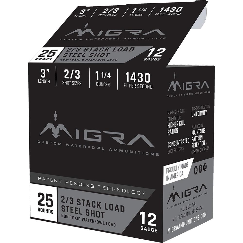 Migra Ammunitions LLC Migra Waterfowl Steel Shot Shot Shells 12 ga 3" 1-1/4 oz #2#3 1430 fps 25/ct