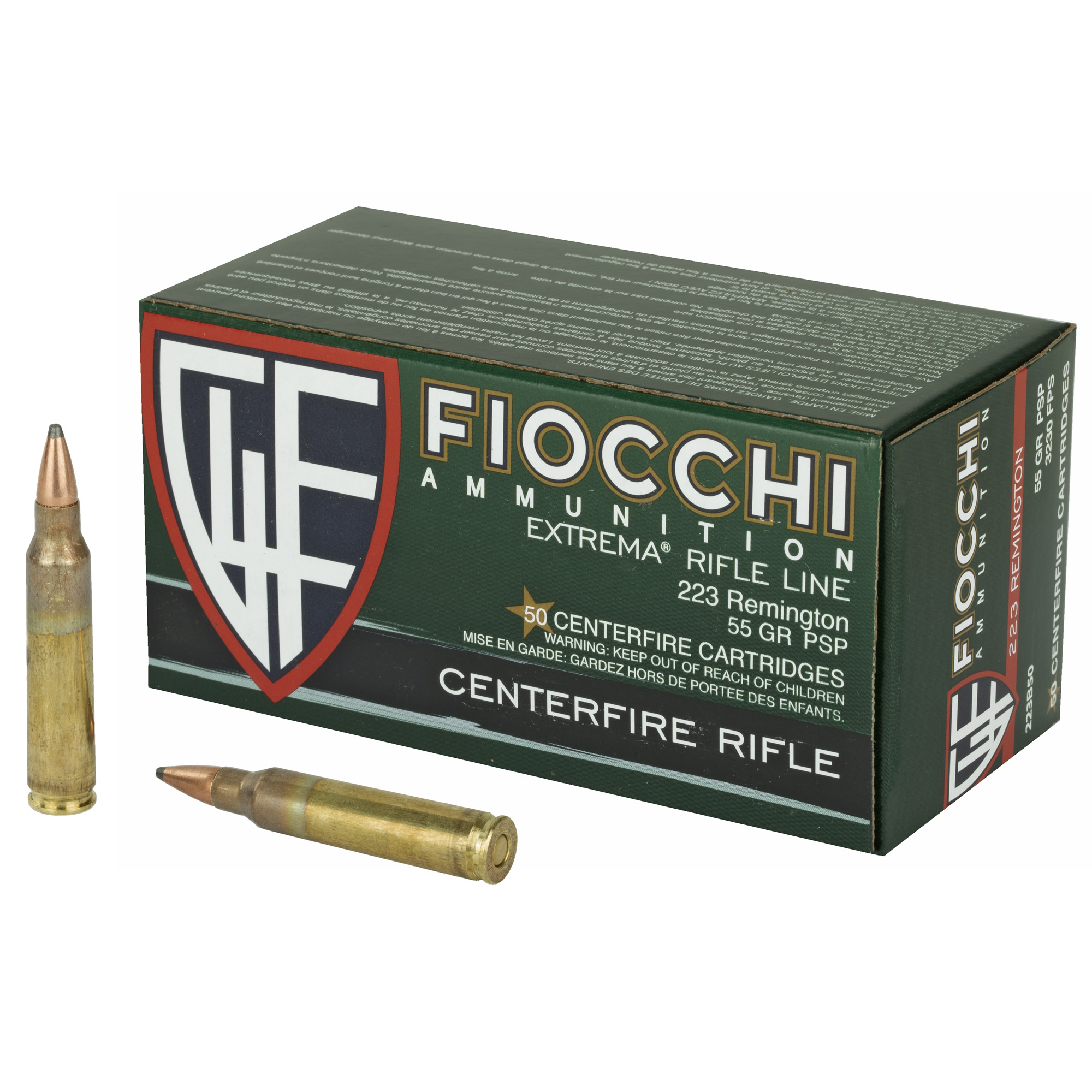 Fiocchi Ammunition Fiocchi 223REM 55GR Psp 50/500 Pointed Soft Point