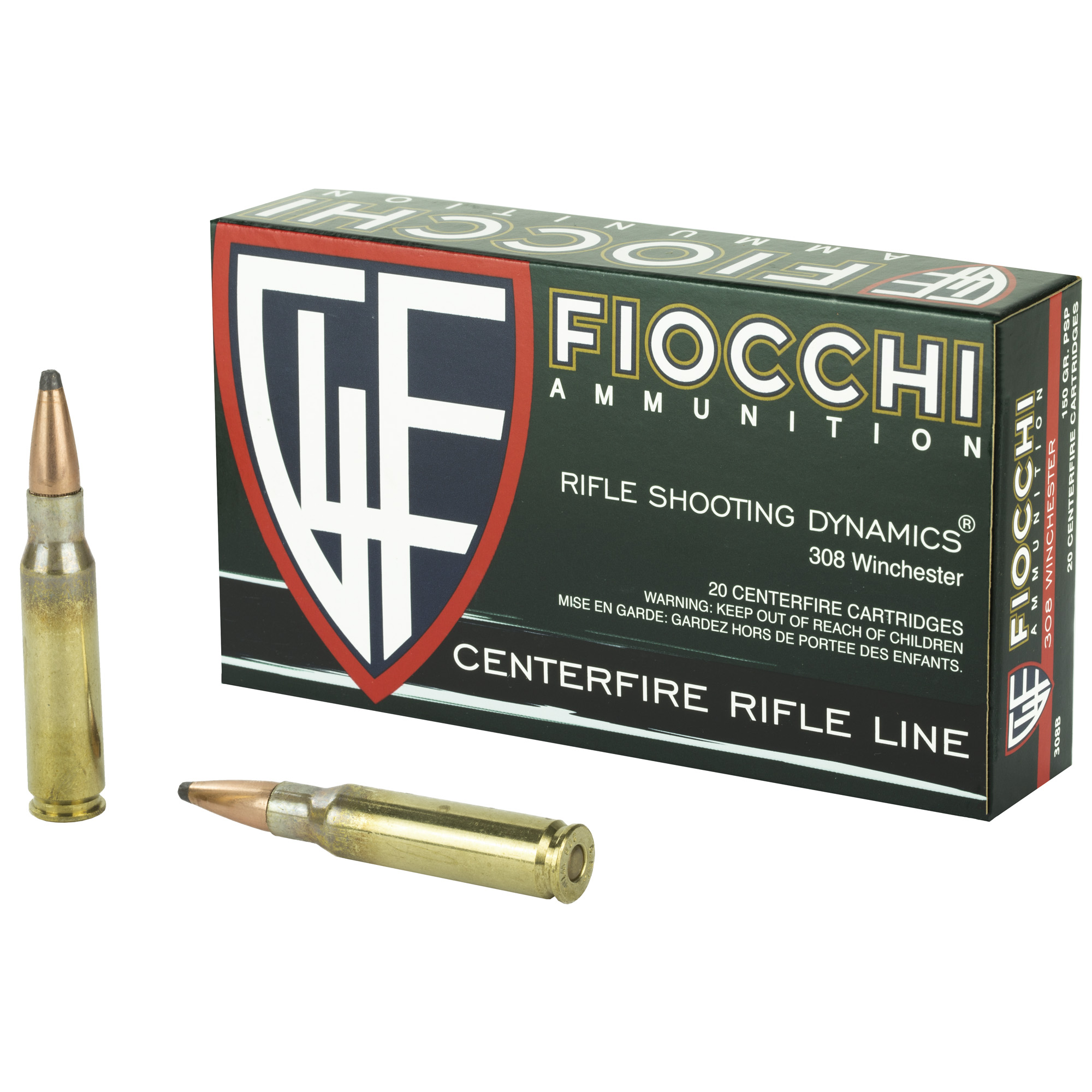 Fiocchi Ammunition Fiocchi Field Dynamics Rifle Ammunition .308 Win 150 gr PSP 2750 fps 20/ct