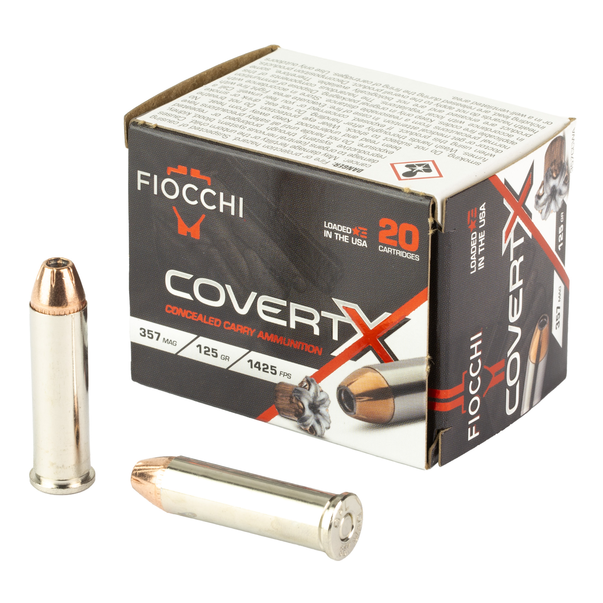 Fiocchi Ammunition Fiocchi CovertX Handgun Ammunition .357 Magazine 125gr JHP 1425 fps 20/ct