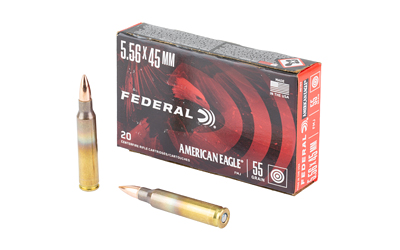 Federal Cartridge Co. Federal American Eagle Rifle Ammunition 5.56X45 NATO 55gr FMJ 3165 fps 20/ct
