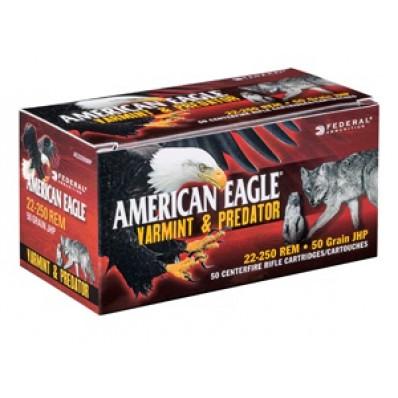 Federal Cartridge Co. Federal American Eagle Varmint & Predator Rifle Ammunition 22-250 Rem. 50 gr JHP 3850 fps