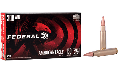 Federal Cartridge Co. Federal American Eagle Rifle Ammunition .308 Win 150 gr FMJBT 2820 fps 20/ct