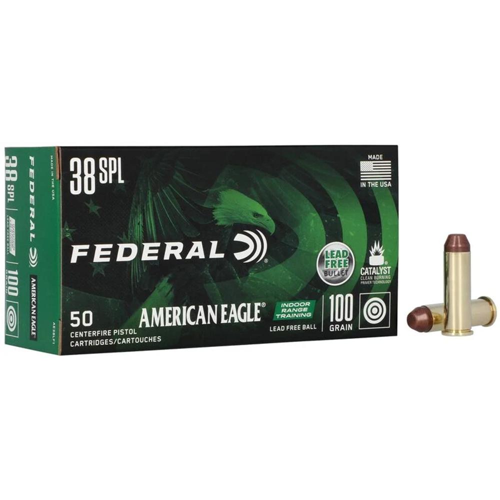 Federal Cartridge Co. Federal American Eagle IRT Lead Free Handgun Ammunition .38 Spl 100gr FMJ 960 fps 50/ct