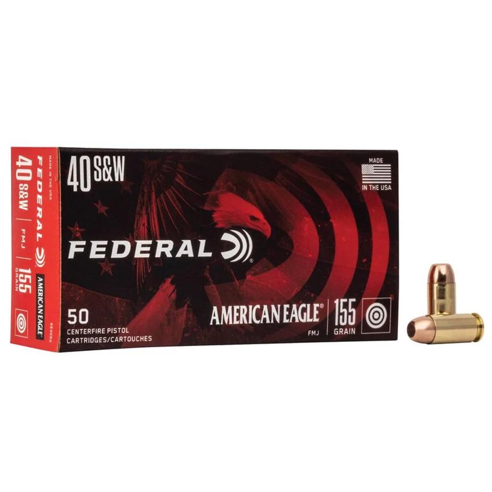 Federal Cartridge Co. Federal American Eagle Handgun Ammunition .40 S&W 155 gr FMJ 1160 fps 1000/ct